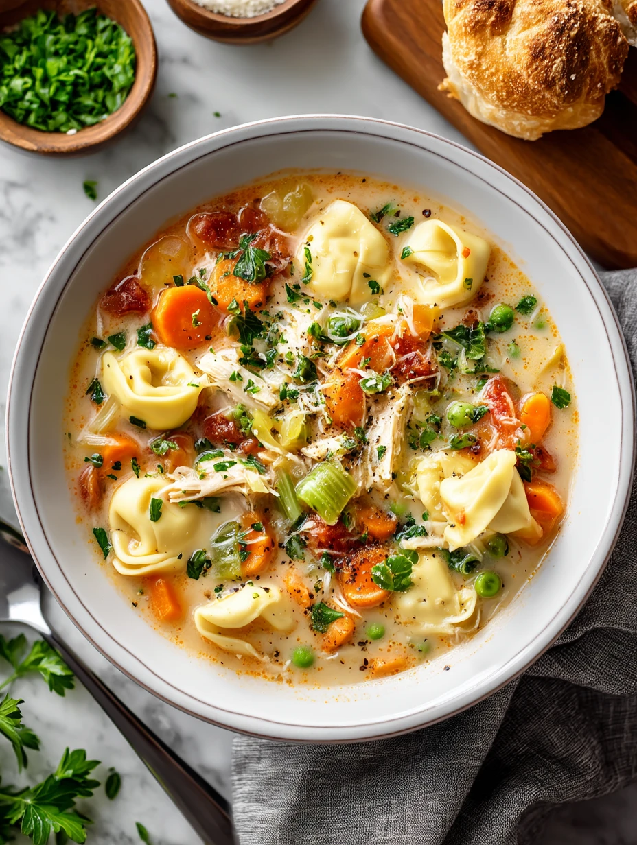 Easy One-Pot Creamy Chicken Tortellini Soup for Weeknights